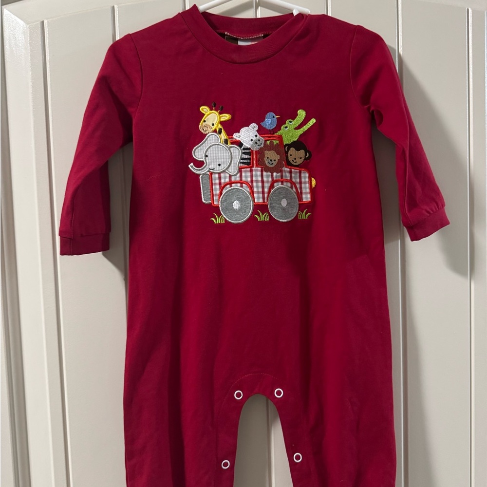 Banana Split Red Animal Print Baby Romper